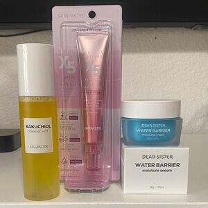 Bakuchiole Toning Mist, Dear Sister Moisturizer, and Skin Pastel Eye Retinol Set